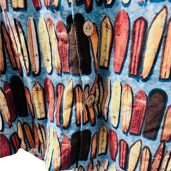 Duke Kahanamoku Silk Blend Hawaiian Aloha Shirt Size Small Surf Boards Vacation - Picture 4 of 6